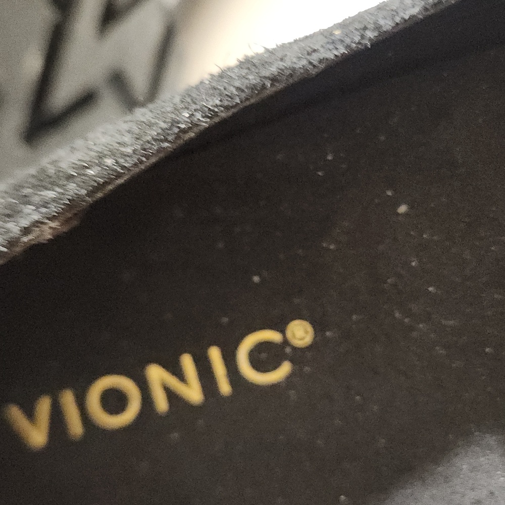 Vionic ALMA Black Suede Mary Janes Wedge Heel with Tan Trim Sz 11 - Picture 2 of 6